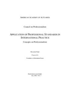 Discussion paper on standards in international practice (2002)