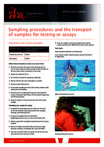 Information Sheet IS13121 Sampling procedures and the transport of samples for testing or assays Pachymetra root rot and nematodes