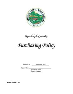Randolph County  Purchasing Policy Effective on