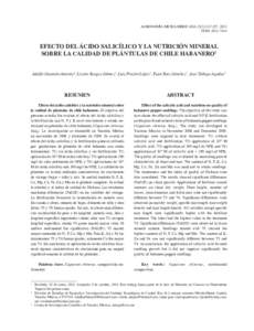 AGRONOMÍA MESOAMERICANA 23(2):ISSN: EFECTO DEL ÁCIDO SALICÍLICO Y LA NUTRICIÓN MINERAL SOBRE LA CALIDAD DE PLÁNTULAS DE CHILE HABANERO1 Adolfo Guzmán-Antonio2, Lizette Borges-Gómez2, Luis P