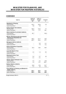 MINISTER FOR PLANNING, AND MINISTER FOR REDFERN WATERLOO OVERVIEW[removed]Budget