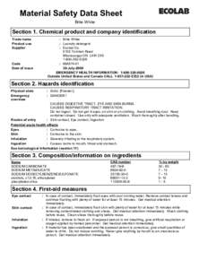 Material Safety Data Sheet Brite White Section 1. Chemical product and company identification Trade name Product use