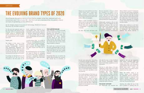 ARTICLE  THE EVOLVING BRAND TYPES OF 2020 Are all brands the same in terms of how they’re created, what they represent and why consumers care? Not on your life. And the more we understand this, the greater chance we ha