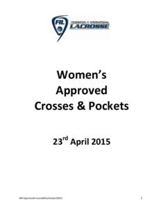 Women’s Approved Crosses & Pockets rd  23 April 2015