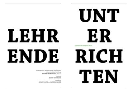 UNT LEHR ER ENDE RICH TEN > LEHRENDE UNTERRICHTEN