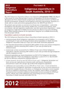 2012 Indigenous Expenditure Report  FACTSHEET 6