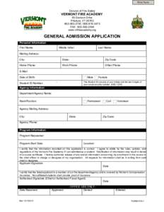 Print Form Division of Fire Safety VERMONT FIRE ACADEMY 93 Davison Drive Pittsford, VT 05763