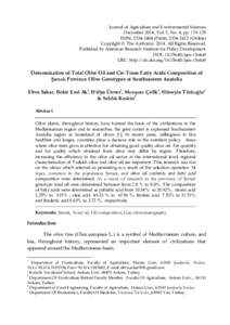 Journal of Agriculture and Environmental Sciences December 2014, Vol. 3, No. 4, ppISSN: Print), Online) Copyright © The Author(sAll Rights Reserved. Published by American Researc