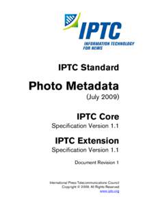IPTC Standard  Photo Metadata (JulyIPTC Core
