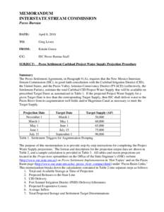 MEMORANDUM INTERSTATE STREAM COMMISSION Pecos Bureau DATE:  April 8, 2010