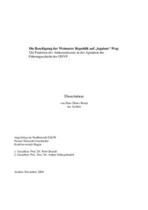 Die Beseitigung der Weimarer Republik auf „legalem“ Weg: Die Funktion des Antisemitismus in der Agitation der Führungsschicht der DNVP