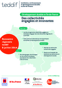 Développement durable en Île-de-France  Des collectivités engagées et innovantes Pour qui ?