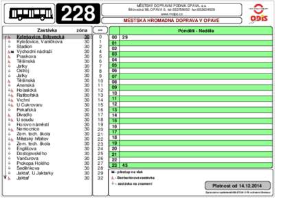 MĚSTSKÝ DOPRAVNÍ PODNIK OPAVA, a.s. Bílovecká 98, OPAVA 6, tel:fax:www.mdpo.cz 228 a