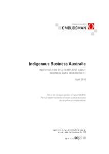 Indigenous Business Australia: Investigation of complaint about business loan management