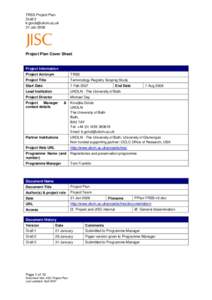 JISC Project Plan Template