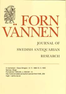 In memoriam : Oscar Almgren : [removed][removed]Nerman, Birger Fornvännen[removed]), s[removed] : ill.