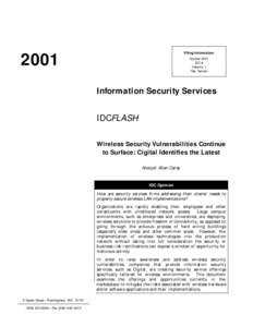 2001  Filing Information October 2001 IDC # Volume: 1