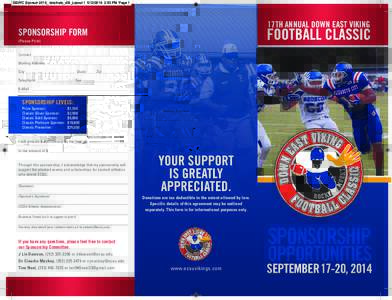 DEVFC Sponsor 2014_ brochure_v04_Layout[removed]:53 PM Page 1  17th AnnuAl Down EAst Viking FootbAll ClAssiC