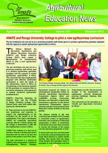 Agricultural Education News, Vol. 19.4										  December, 2013 African Network for Agriculture, Agroforestry