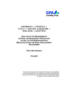 GERMANY • FRANCE • ITALY • UNITED KINGDOM • IRELAND • AUSTRIA ANALYSIS OF THE REQUIREMENTS FOR SOIL AND BIODIVERSITY PROTECTION AS WELL AS FOR GREENHOUSE GAS