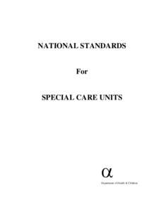 NATIONAL STANDARDS  For SPECIAL CARE UNITS