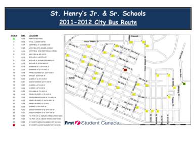 St. Henry’s Jr. & Sr. Schools[removed]City Bus Route STOP # TIME