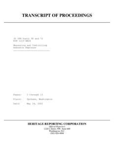 TRANSCRIPT OF PROCEEDINGS  30 CFR Parts 58 and 72 RIN 1219-AB24 Measuring and Controlling Asbestos Exposure