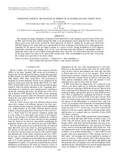 The Astrophysical Journal, 575:L37–L39, 2002 August 10 䉷 2002. Copyright is not claimed for this article. All rights reserved. Printed in U.S.A. ENERGETIC PARTICLE ABUNDANCES AS PROBES OF AN INTERPLANETARY SHOCK WAVE