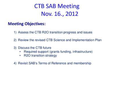 CTB SAB Meeting Nov. 16., 2012