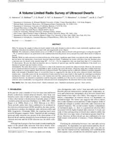 November 20, 2012  A Volume Limited Radio Survey of Ultracool Dwarfs A. Antonova1 , G. Hallinan2,3 , J. G. Doyle4 , S. Yu4 , A. Kuznetsov4,5 , Y. Metodieva1 , A. Golden6,7 , and K. L. Cruz8,9 1 2