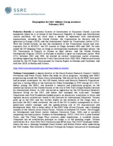 Biographies for DRC Affinity Group members February 2013 Federico Borello is currently Director of Investments at Humanity United, a private foundation where he is in charge of the Democratic Republic of Congo and Intern