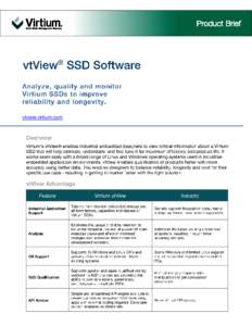 vtview.virtium.com  ® Virtium manufactures memory and storage solutions for the world’s top industrial embedded OEMs. For two decades we have designed, built and supported our products in the USA - fortified by a net