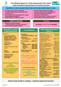 The Mission Beach to Tully Community Flow Chart A guide for individuals working with people at risk of self harm and suicide Questions to use to assess level of risk and to help decide where to refer  Are there recent