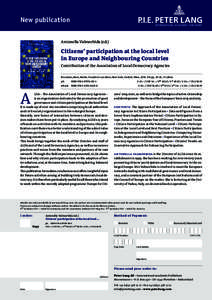 New publication Antonella Valmorbida (ed.) Citizens’ participation at the local level in Europe and Neighbouring Countries Contribution of the Association of Local Democracy Agencies