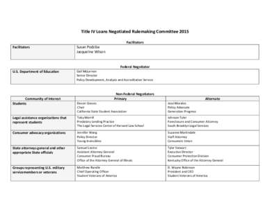 Negotiated Rulemaking for Higher Education 2015: Gainful Employment Committee -- Pay As You Earn Negotiators (PDF)