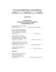 TULANE MARITIME LAW JOURNAL VOLUME 21 WINTERNUMBER 1