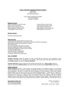 STATE LAND USE PLANNING ADVISORY COUNCIL MINUTES April 13, 2012 At the following location: Lyon County Commission Chambers 27 South Main Street
