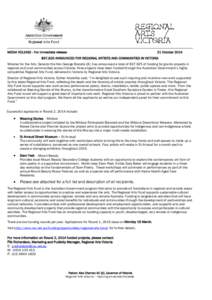 Microsoft Word - Regional Arts Fund Media Release - VIC - RAV 2014 Media Release_R2_SIGNED OFF
