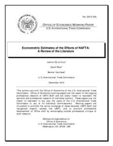 Econometric Estimates of the Effects of NAFTA: A Literature Review