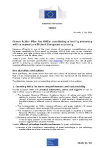 EUROPEAN COMMISSION  MEMO Brussels, 2 July[removed]Green Action Plan for SMEs: combining a lasting recovery