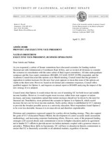 UNIVERSITY OF CALIFORNIA, ACADEMIC SENATE  BERKELEY • DAVIS • IRVINE • LOS ANGELES • MERCED • RIVERSIDE • SAN DIEGO • SAN FRANCISCO Robert L. Powell Telephone: ([removed]