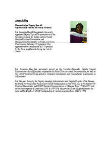 Humanitarian Coordinator / Resident Coordinator / United Nations Development Programme / Bo Asplund / Ross Mountain / United Nations / Year of birth missing / Ameerah Haq