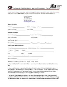 University Health Center Medical Insurance Form
