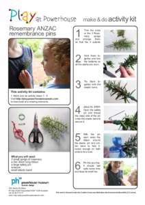 make & do activity kit  Rosemary ANZAC remembrance pins  1