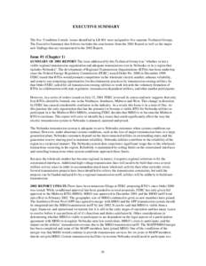 EXECUTIVE SUMMARY  The five ‘Condition Certain’ issues identified in LB 901 were assigned to five separate Technical Groups. The Executive Summary that follows includes the conclusions from the 2001 Report as well as