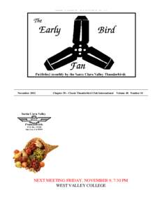 THE SCVT EARLY BIRD FAN  November 2012 Chapter 50 – Classic Thunderbird Club International