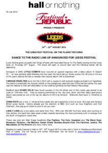 Leeds / Kasabian / Paramore / Music in Leeds / Rock music / Reading and Leeds Festivals line-ups / Reading and Leeds Festivals / British music / English music