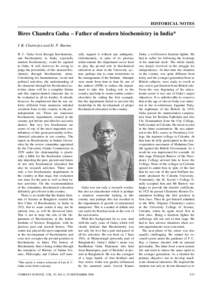 HISTORICAL NOTES  Bires Chandra Guha – Father of modern biochemistry in India*