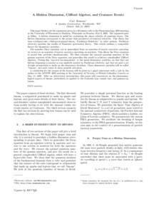 Preprint  A Hidden Dimension, Clifford Algebra, and Centauro Events Carl Brannen∗  A Quality Construction, Woodinville, WA†