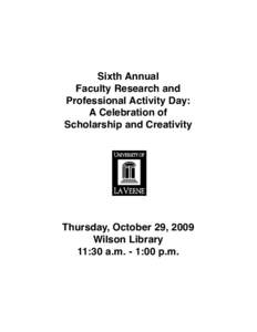 Sixth Annual Faculty Research and Professional Activity Day: A Celebration of Scholarship and Creativity